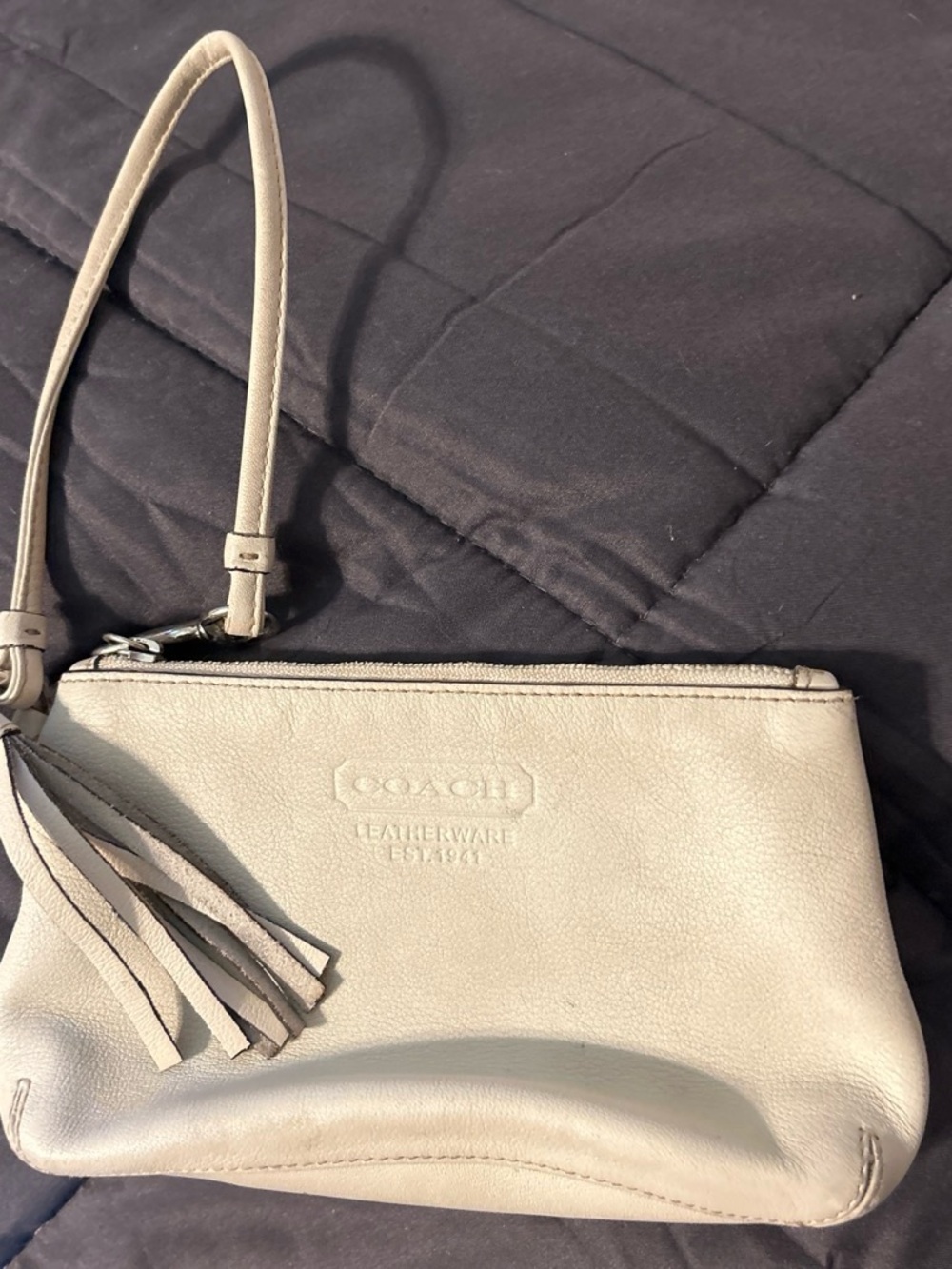 Coach Small Leather Wristlet in Light Taupe